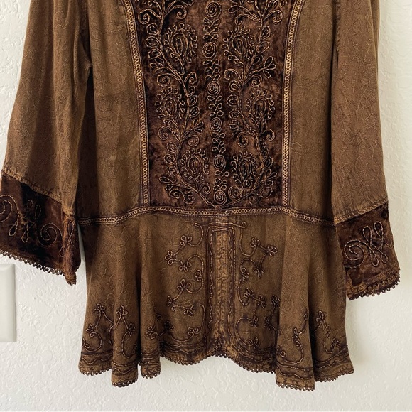 Parsley Sage Top S Boho Peasant Velvet Burnout Whimsy Grunge Fairy Renaissance - Picture 6 of 16